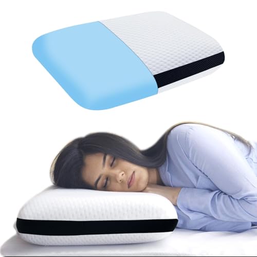 Sleepsia Orthopedic Cooling Gel Memory Foam Pillow | 1 Year Warranty | Cervical Pillows for Spondylitis Neck and Shoulder Pain Relief Support Bed Sleeping (Standard,Black Stripes) - Image 1