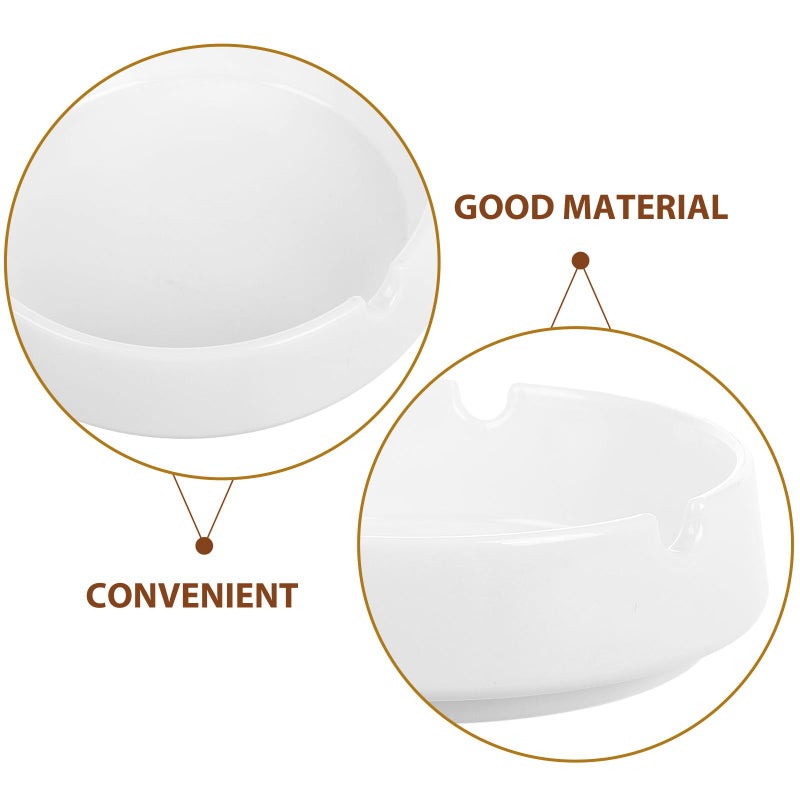 White Plastic Ashtray Set 2Pcs Unbreakable Portable Desktop Ash Holder - Image 4