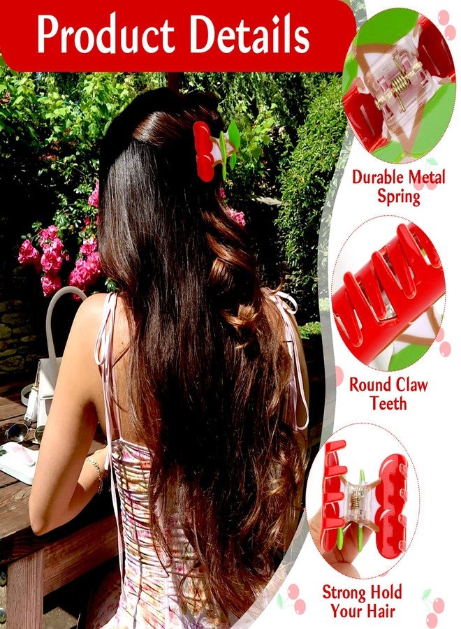 ANBALA 2Pcs Cute Small Claw Clips for Women Cherry Hair Clip Non-Slip Hair Clips Strong Hold Cherry Accessories for Updo - Image 3