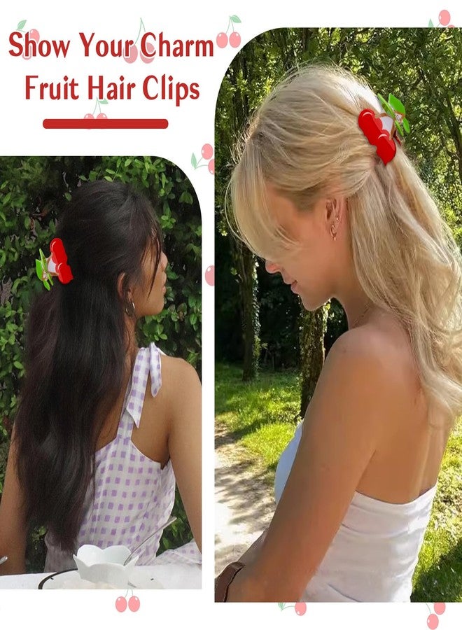 ANBALA 2Pcs Cute Small Claw Clips for Women Cherry Hair Clip Non-Slip Hair Clips Strong Hold Cherry Accessories for Updo - Image 5