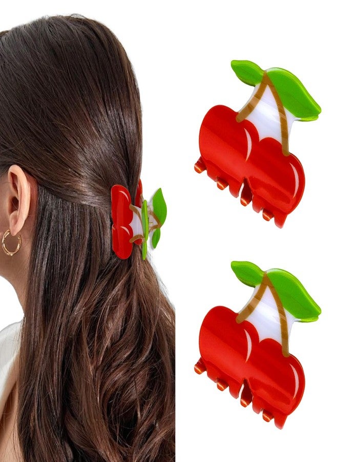 ANBALA 2Pcs Cute Small Claw Clips for Women Cherry Hair Clip Non-Slip Hair Clips Strong Hold Cherry Accessories for Updo - Image 1