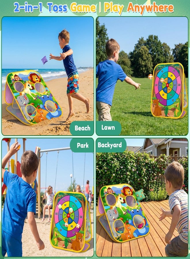 HelloJoy Bean Bag Toss Game Kids Outdoor Toys,Double-Sided Foldable Board Backyard Beach Yard Outdoor Toys for Toddler, Outside Lawn Party Activities Toy Gift for Boys Girls Age 3 4 5 6 7 8 Animal - Image 3