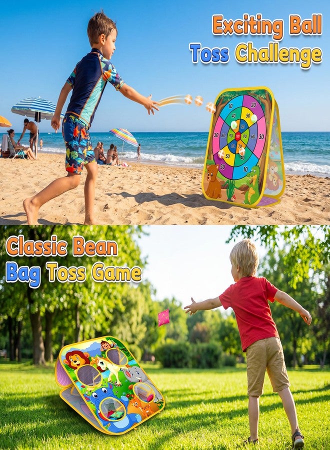 HelloJoy Bean Bag Toss Game Kids Outdoor Toys,Double-Sided Foldable Board Backyard Beach Yard Outdoor Toys for Toddler, Outside Lawn Party Activities Toy Gift for Boys Girls Age 3 4 5 6 7 8 Animal - Image 2