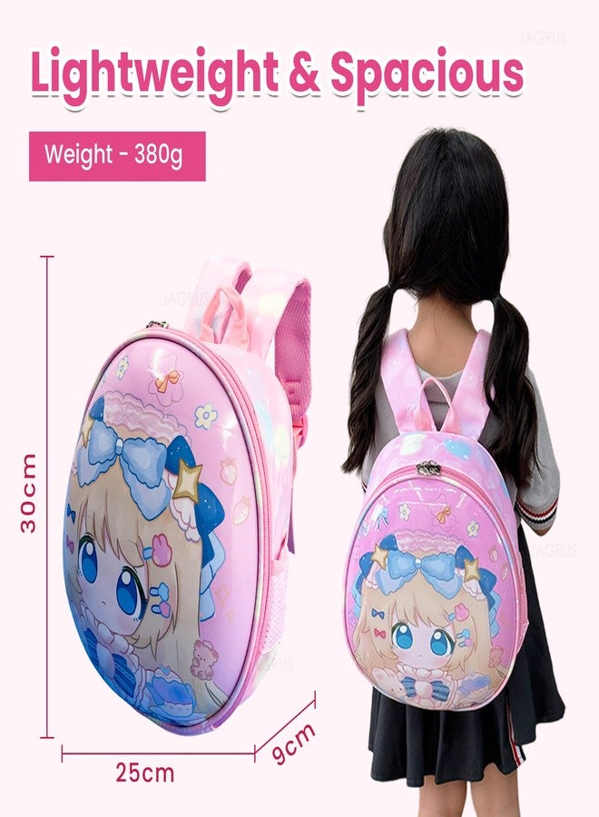 GTS Kindergarten Kids School Bag For Girls - Shell Design School Bag With Chest Safety Belt, Adjustable Straps, And Water Bottle Holder | School Bag For Kids For 3-5 | Perfect Kids School Bag for Girls - Image 2