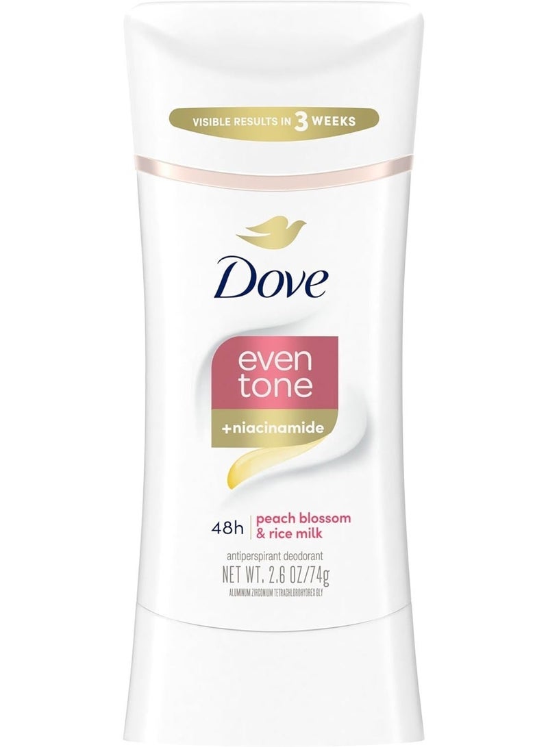 Dove Even Tone Antiperspirant Deodorant Stick Peach Blossom & Rice Milk 74g