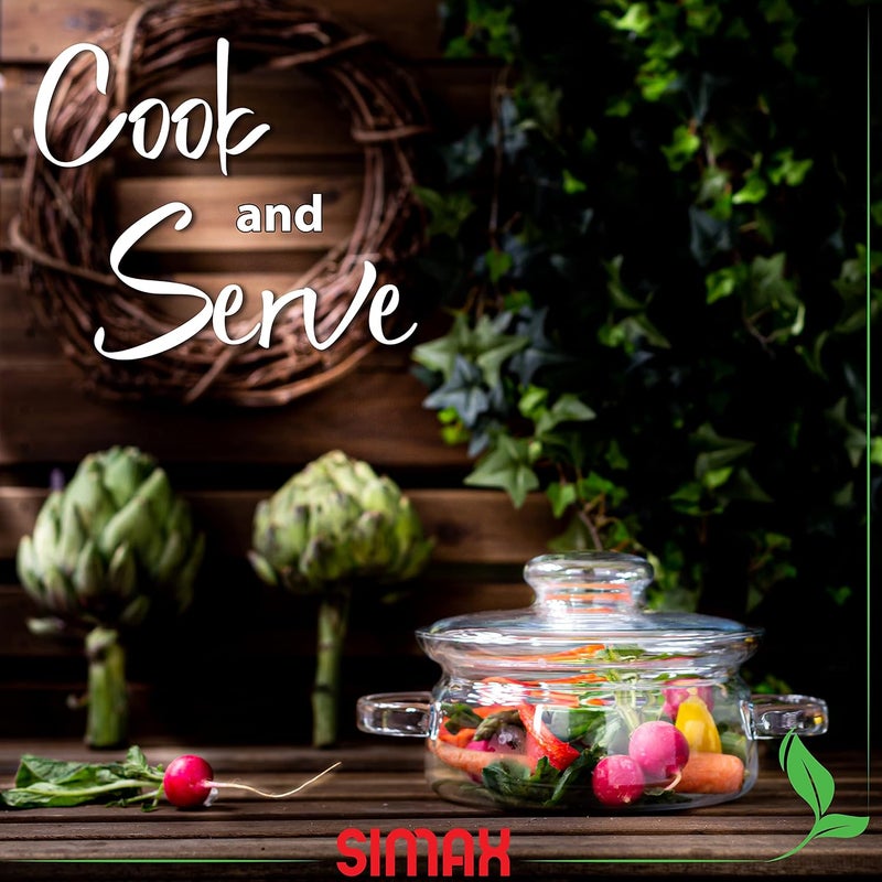 SIMAX Simmer Pot for Stove Potpourri, 32 Ounce Glass Pots for Cooking on Stove, Clear Pots for Cooking, Glass Cookware, Easy Grip Handles, Oven, Microwave, Stove and Dishwasher Safe Borosilicate Glass - Image 5