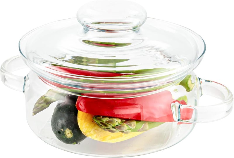 SIMAX Simmer Pot for Stove Potpourri, 32 Ounce Glass Pots for Cooking on Stove, Clear Pots for Cooking, Glass Cookware, Easy Grip Handles, Oven, Microwave, Stove and Dishwasher Safe Borosilicate Glass - Image 1