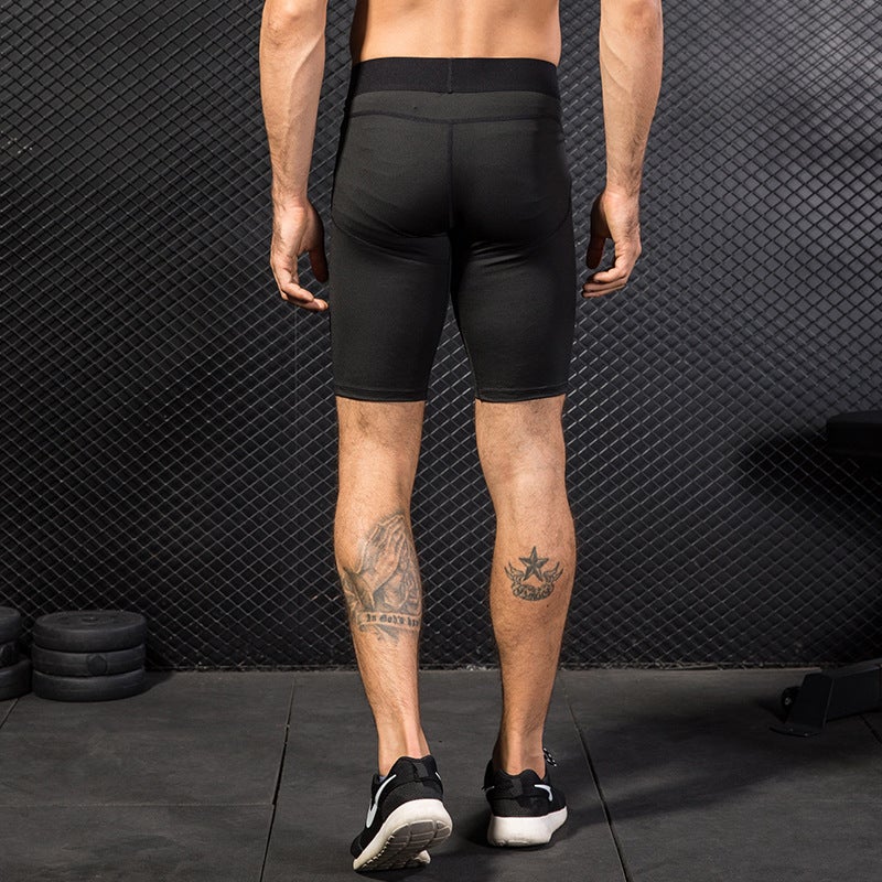 Mens PRO Tight Sports Shorts Basketball Running Fitness Training Mesh Stitching Quick Drying High Stretch Shorts Black - Image 3