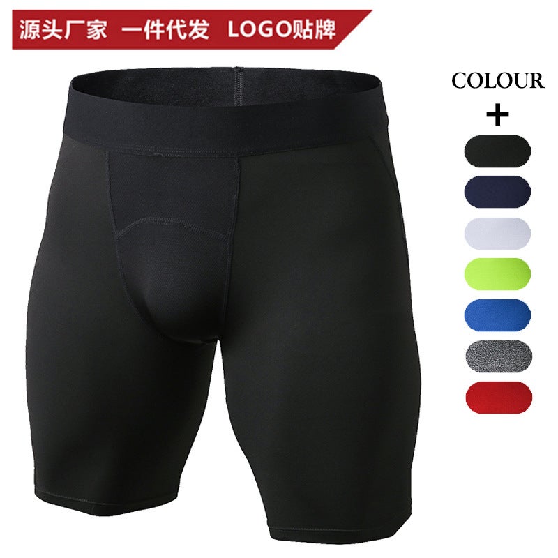 Mens PRO Tight Sports Shorts Basketball Running Fitness Training Mesh Stitching Quick Drying High Stretch Shorts Black - Image 2