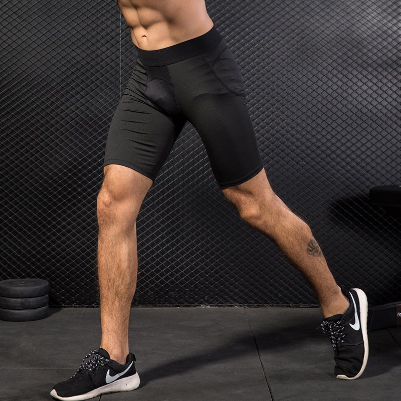 Mens PRO Tight Sports Shorts Basketball Running Fitness Training Mesh Stitching Quick Drying High Stretch Shorts Black - Image 4