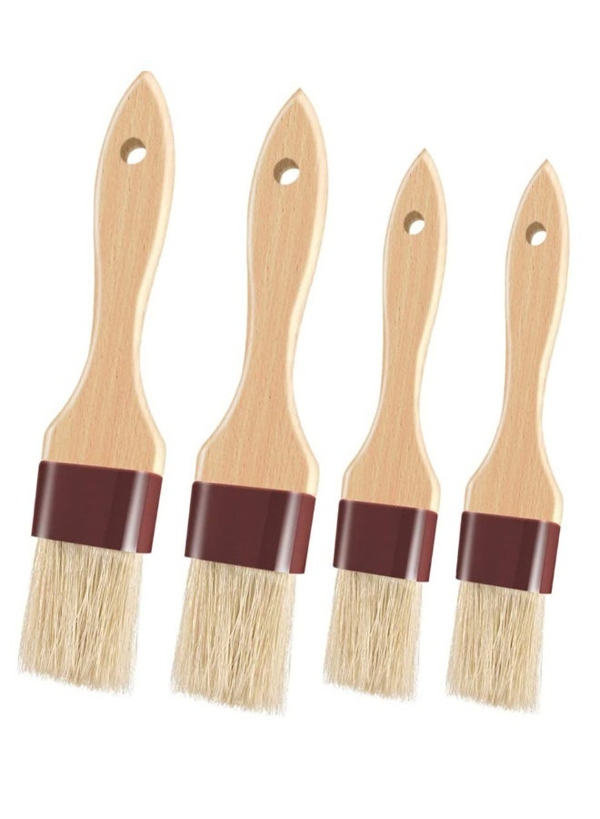 Wooden Handle Brush,  Brush Oil Brush Baking Tool, Brush with Beech Hardwood Handles Culinary Oil Brush for er Grill Sauce Kitchen Food Cooking Brushes 4 Pieces