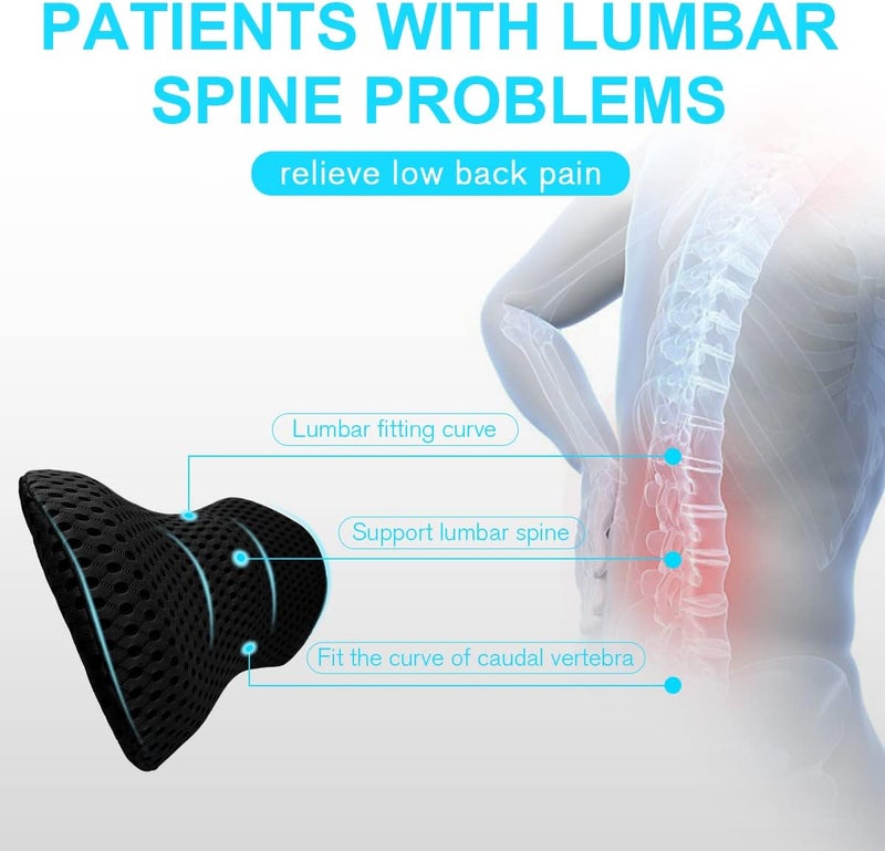 Panduo Lumbar Support Pillow - Memory Foam for Low Back Pain Relief, Ergonomic Streamline Car Seat, Office Chair, Recliner and Bed (Black) - Image 5