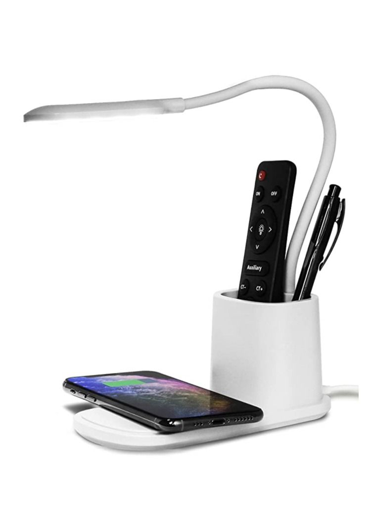 LED Desk Lamp with Wireless Charger Dimmable Eye-Caring Desktop Lamp with Organizer & 3 Brightness Levels - Image 1