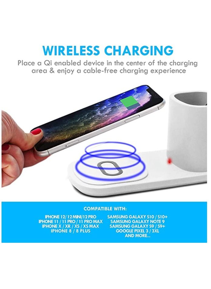 LED Desk Lamp with Wireless Charger Dimmable Eye-Caring Desktop Lamp with Organizer & 3 Brightness Levels - Image 2