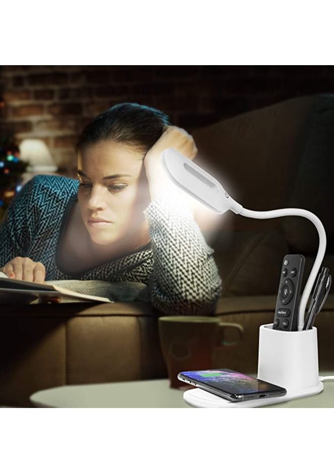 LED Desk Lamp with Wireless Charger Dimmable Eye-Caring Desktop Lamp with Organizer & 3 Brightness Levels - Image 5