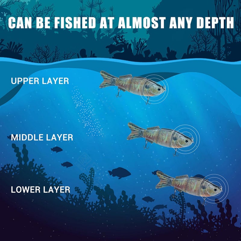 TRUSCEND Easy Catch Swimmax, Magic Noisy Turbulent Wiggling and Vibrating Actions for More Bites, Segmented Swimbait Jointed by Dyneema Strongest Fiber, Lifelike Fishing Lures for Relax Family Fishing - Image 5