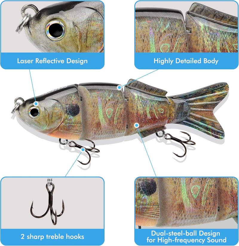 TRUSCEND Easy Catch Swimmax, Magic Noisy Turbulent Wiggling and Vibrating Actions for More Bites, Segmented Swimbait Jointed by Dyneema Strongest Fiber, Lifelike Fishing Lures for Relax Family Fishing - Image 4