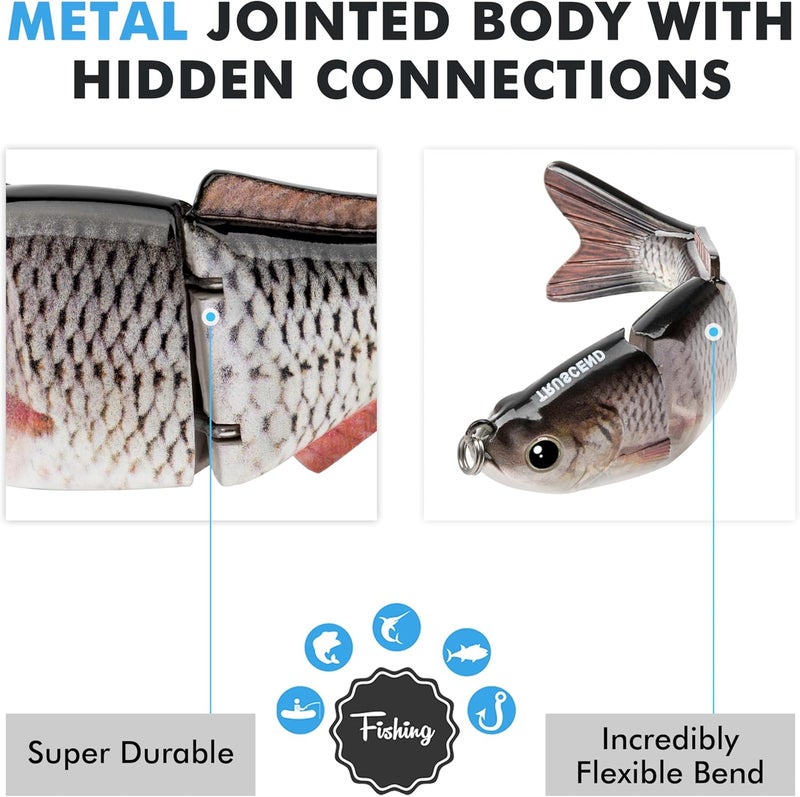 TRUSCEND Easy Catch Swimmax, Magic Noisy Turbulent Wiggling and Vibrating Actions for More Bites, Segmented Swimbait Jointed by Dyneema Strongest Fiber, Lifelike Fishing Lures for Relax Family Fishing - Image 3