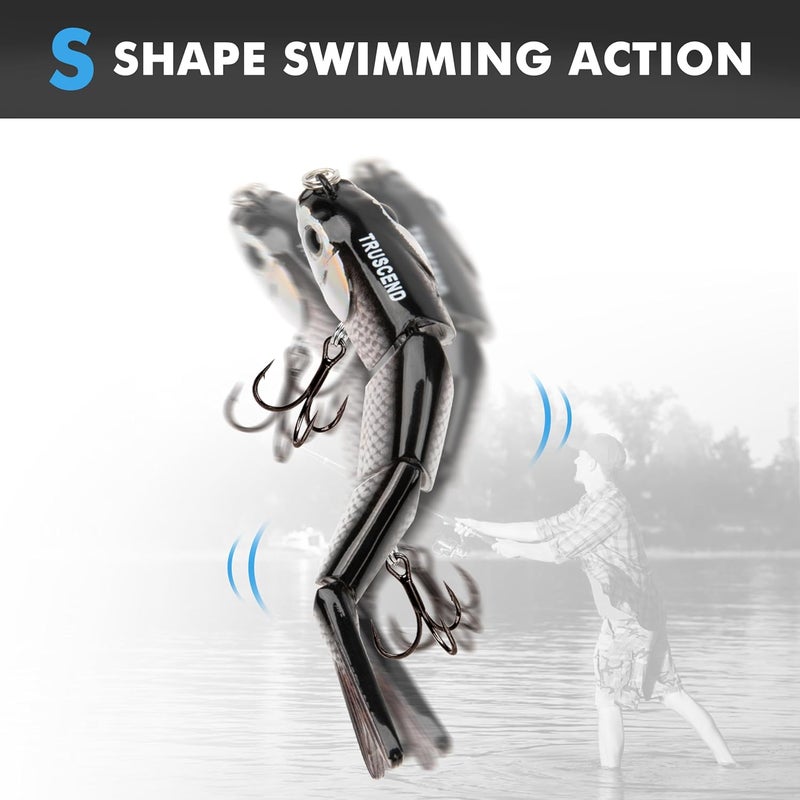 TRUSCEND Easy Catch Swimmax, Magic Noisy Turbulent Wiggling and Vibrating Actions for More Bites, Segmented Swimbait Jointed by Dyneema Strongest Fiber, Lifelike Fishing Lures for Relax Family Fishing - Image 2
