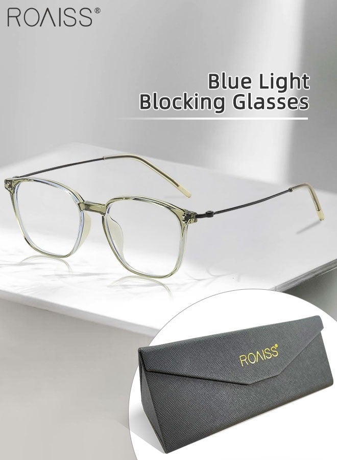 roaiss Blue Light Blocking Glasses Blue Light Filter Computer Reading Gaming TV Phones Square Eyeglasses Fashion Anti Eyestrain Headache Eyewear for Men Women Transparent Green 52mm - Image 1