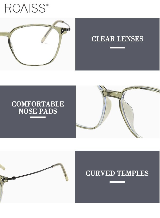 roaiss Blue Light Blocking Glasses Blue Light Filter Computer Reading Gaming TV Phones Square Eyeglasses Fashion Anti Eyestrain Headache Eyewear for Men Women Transparent Green 52mm - Image 5