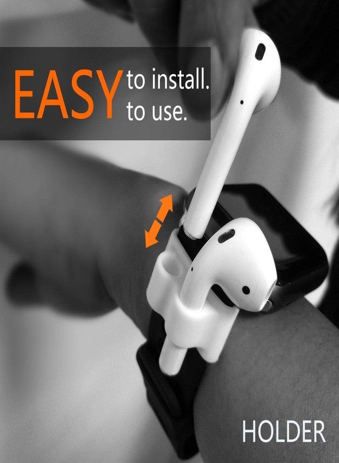 FINENIC Airpods Watch Band Holder, Shock Resistant Silicone Holder, Portable Anti-Lost Airpods Accessory, Compatible for Apple Airpod 1/2 (Black + Black)【2 Pack】 - Image 4