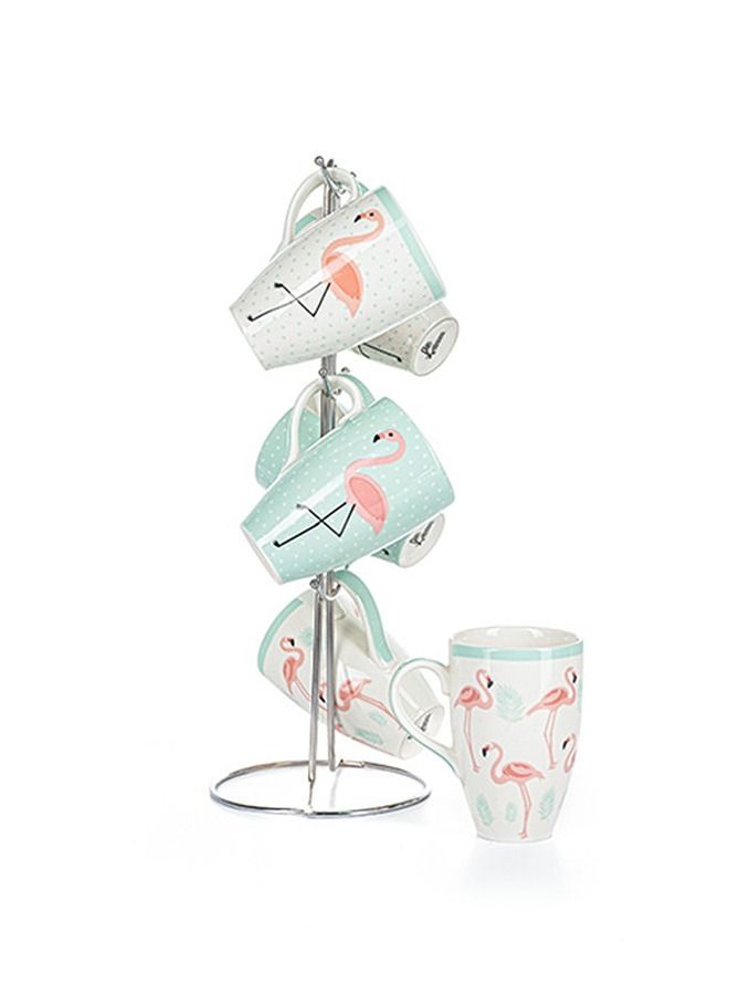 Mug Set With Stand Porcelain 6Piece Cezar Louts assorted shapes