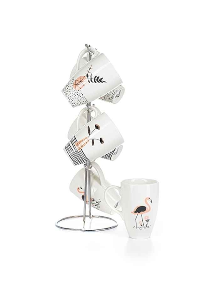 Mug Set With Stand Porcelain 6Piece Cezar Louts assorted shapes