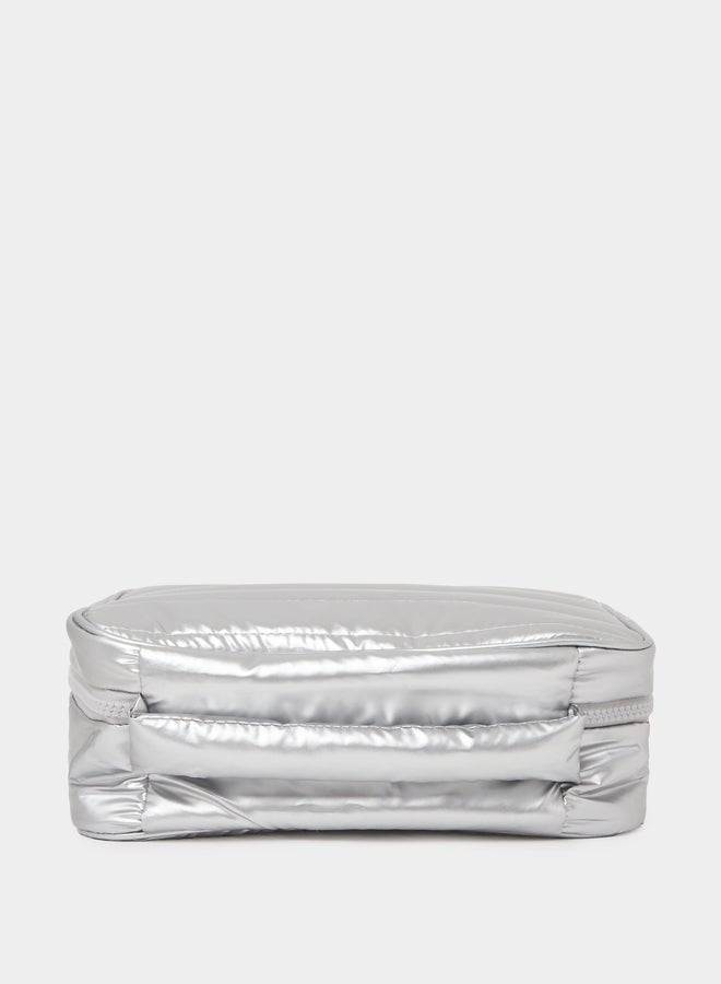 Styli Silver Quilted Travel Wash Bag - Image 3