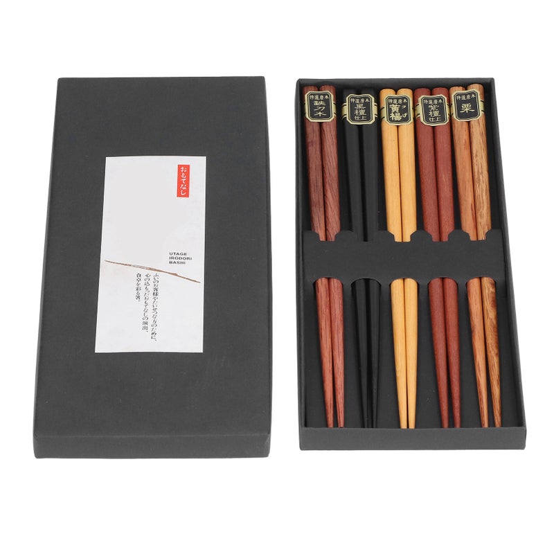 Chopsticks Set 5 Different Colors Natural Wood Antislip Design Feel Comfortable Chopsticks ReusableFour Corner Chopsticks - Image 5