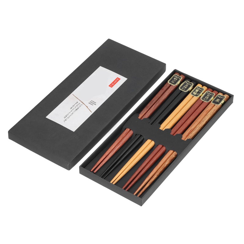 Chopsticks Set 5 Different Colors Natural Wood Antislip Design Feel Comfortable Chopsticks ReusableFour Corner Chopsticks - Image 4
