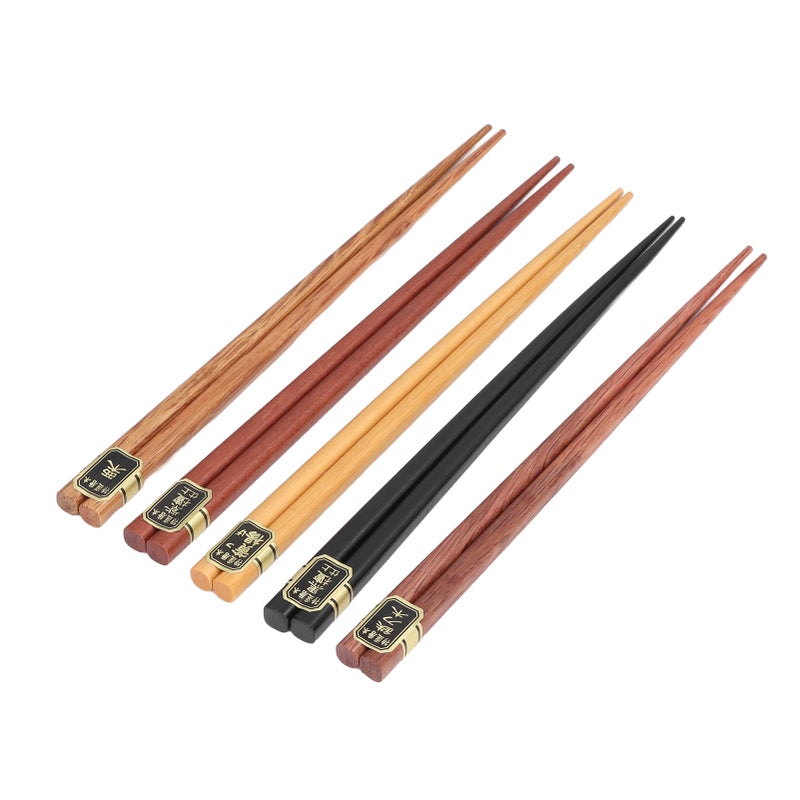 Chopsticks Set 5 Different Colors Natural Wood Antislip Design Feel Comfortable Chopsticks ReusableFour Corner Chopsticks - Image 3