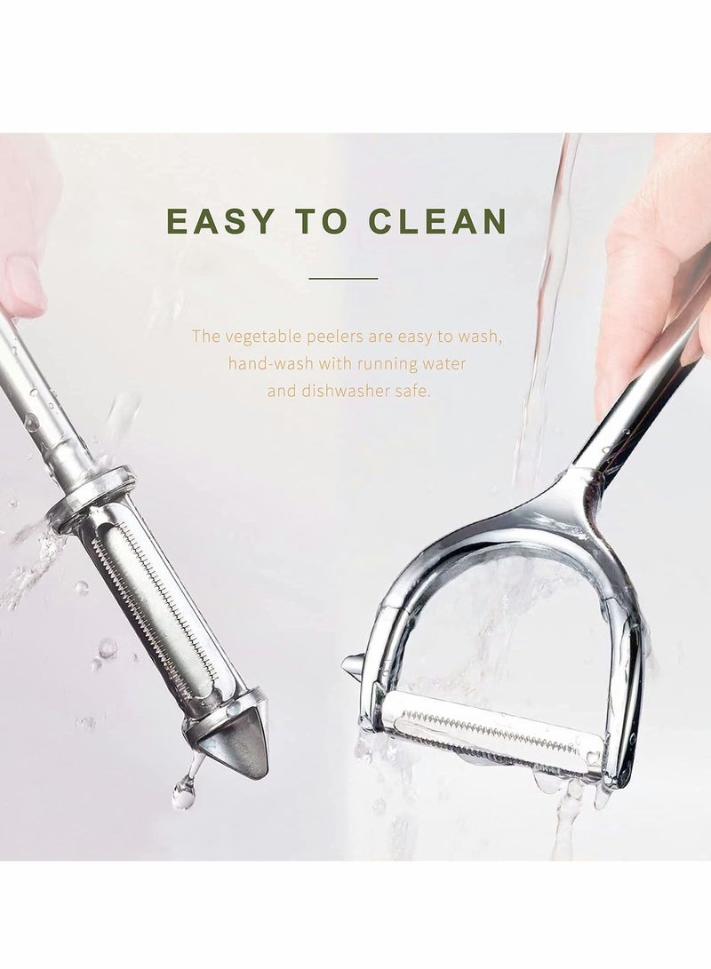 Excefore Vegetable Peeler Julienne Peeler, Potato Peelers With Potato Eye Remover, Vegetable Peeler Stainless Steel, Non Slip Grip, Veggie Fruit Peeler for Making Healthy Salads-2 Pcs - Image 2