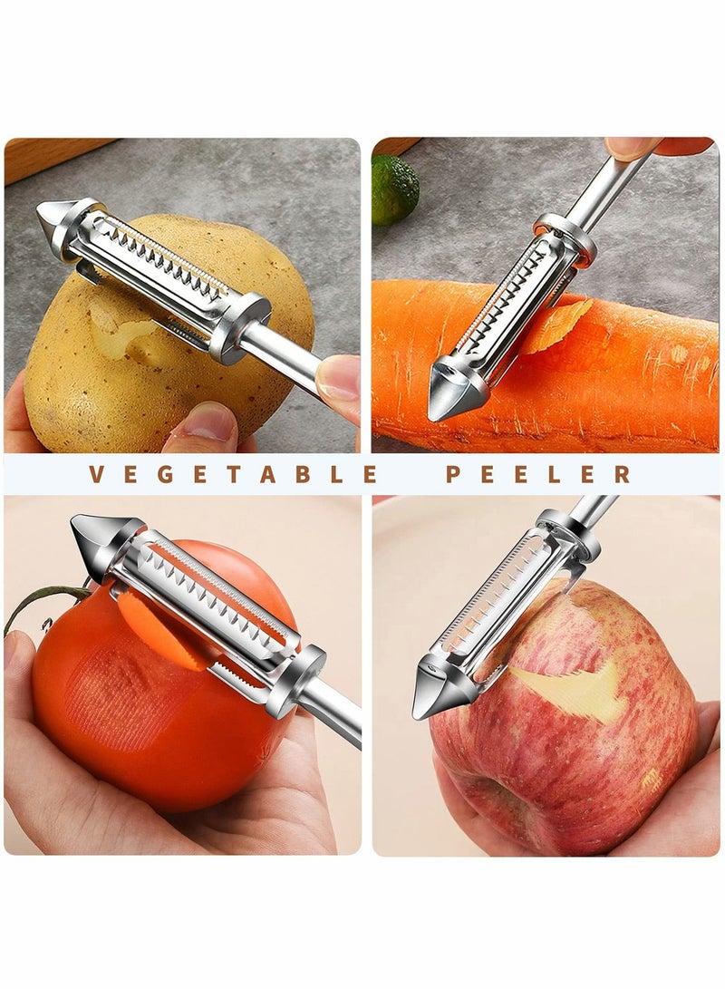 Excefore Vegetable Peeler Julienne Peeler, Potato Peelers With Potato Eye Remover, Vegetable Peeler Stainless Steel, Non Slip Grip, Veggie Fruit Peeler for Making Healthy Salads-2 Pcs - Image 4