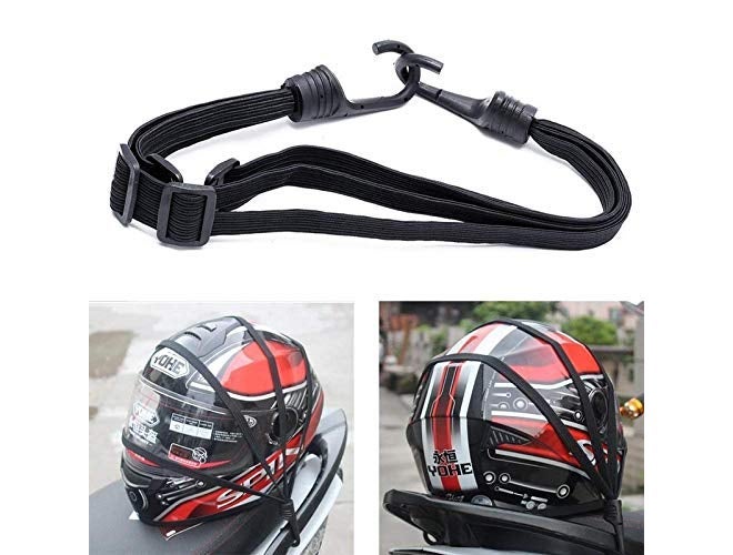 Gear Up Helmet Luggage Retractable Elastic Rope Strap, Bungee Cord Universal for Kawasaki Ninja All Edition Bikes (Black) - Image 1