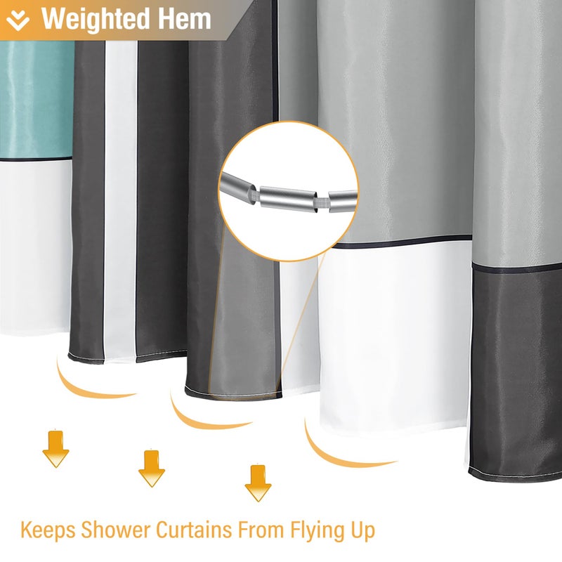 BTTN التيل النسيج الستار دش الدش الحديثة الستارة القماش المحايدة محايدة الستار مع الخطاف مرجحة ماء طارد أبيض أسود رمادي الستار دش دش للحمام 72x72 - Image 5