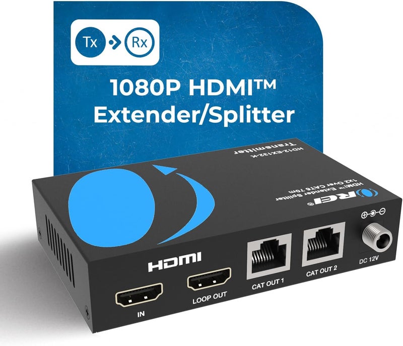 OREI 1x2 HDMI Extender Splitter Over Single Cable CAT6/7 1080P EDID Management - Up to 132 Ft - Loop Out - Low Latency - Image 2