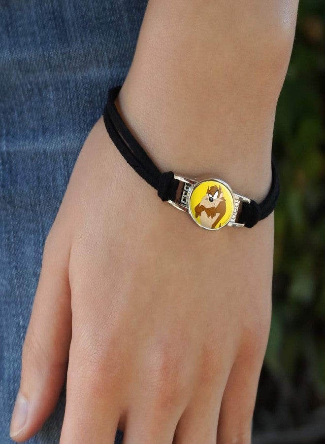 GRAPHICS & MORE Looney Tunes Taz Novelty Suede Leather Metal Bracelet - Image 3