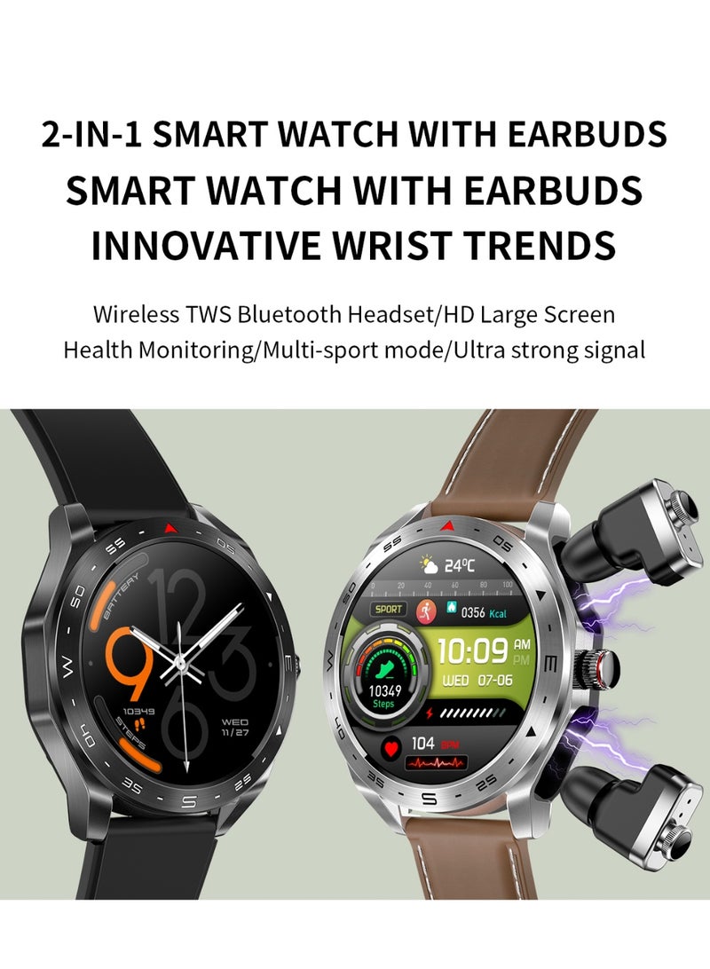 RollsTimi  Men's 2-in-1 Smart Bluetooth Watch with Earbuds, 1.52-Inch HD Full Touch Large Screen, Multiple Sports Modes, Sports and Sleep Monitoring, IP67 Daily Waterproof, Compatible with Android 5.0 and iOS 10.0 or Above Systems, RT T95 - Image 2