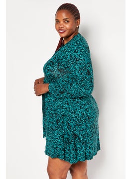 French Connection Women Allover Print Mini Dress, Green  - Image 3