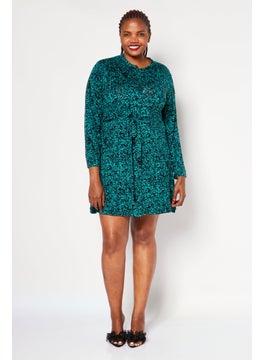 French Connection Women Allover Print Mini Dress, Green  - Image 2
