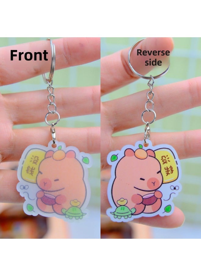 Generic - Capibala Acrylic Pendant Blind Bag Demolition Capybara Keychain Pendant Children's Toys Surrounding Hot Sale-Color:Nazha Soft Rubber Pendant Blind Bag--32 Bags In A Box - Image 1