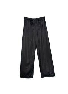 City Rose 3 - Pieces Full Length Soft inner Pants Trousers Silk 100% with Elasticised Waistband  Women Black  - Image 2