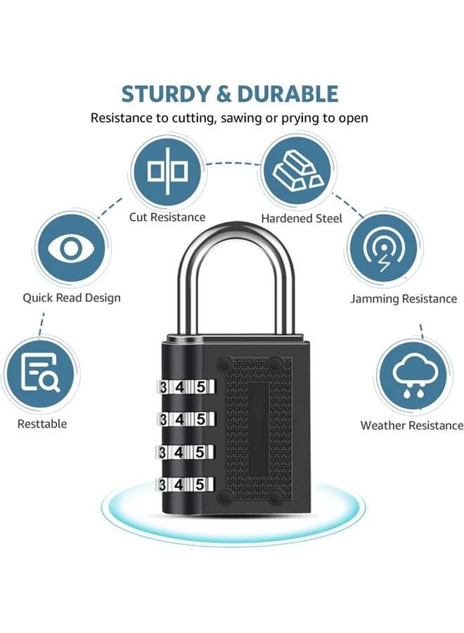 2 pack Black 4 Digit Combination Lock for Backpack School Gym Locker - Image 2