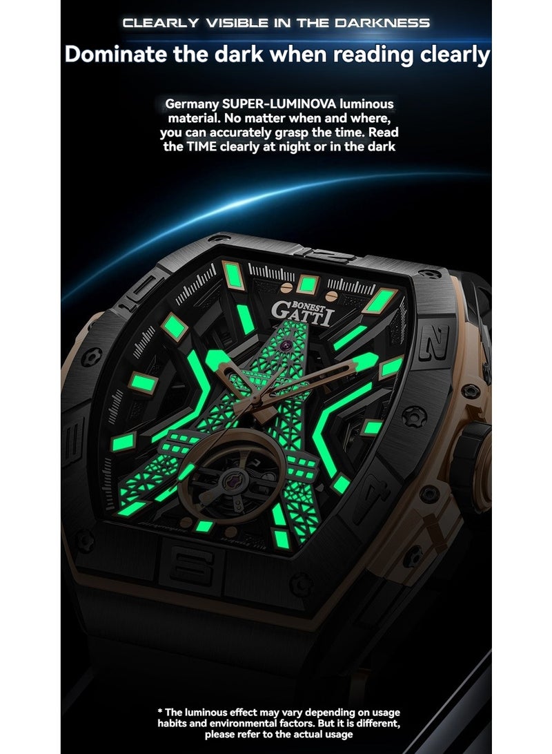bonest gatti Men's Fully Automatic Mechanical Watch Limited Edition Trendy Fashion Sports Night Light Watch - Image 5