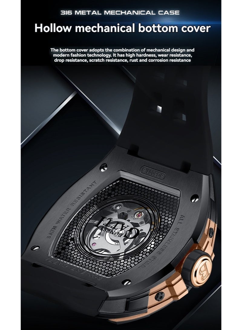 bonest gatti Men's Fully Automatic Mechanical Watch Limited Edition Trendy Fashion Sports Night Light Watch - Image 4