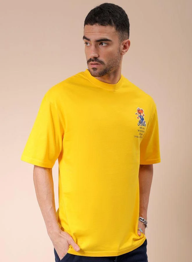 The Indian Garage Co Men Boxy Oversized Graphic Back Printed Round Neck Tshirt