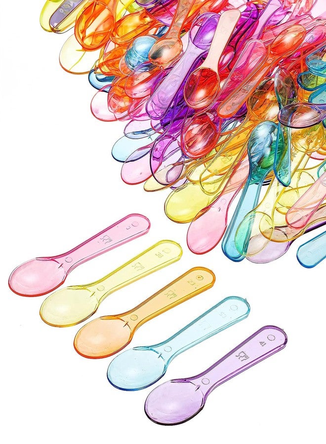 Comicfs 200pcs 3" Colored Taster Spoons Plastic Mini Spoons Multi-Color, Assorted Ice Cream Spoon Dessert Spoon, Disposable Mini Tasters for Small Sampling, Cake, Sauces and Appetizers - Image 1