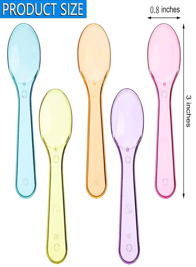 Comicfs 200pcs 3" Colored Taster Spoons Plastic Mini Spoons Multi-Color, Assorted Ice Cream Spoon Dessert Spoon, Disposable Mini Tasters for Small Sampling, Cake, Sauces and Appetizers - Image 2