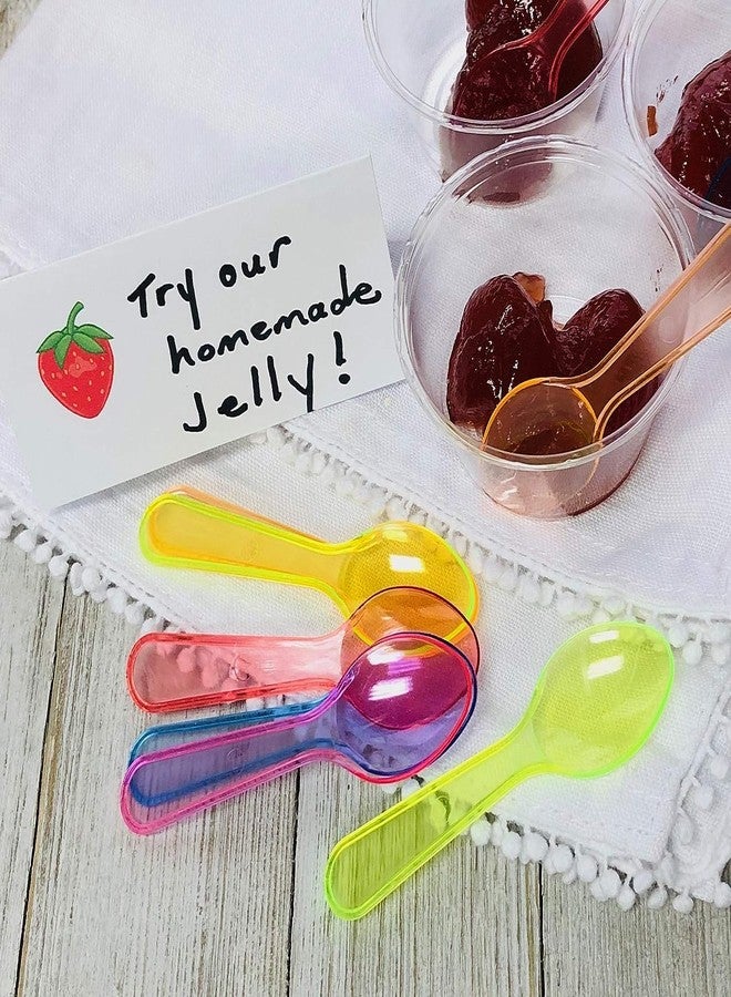 Comicfs 200pcs 3" Colored Taster Spoons Plastic Mini Spoons Multi-Color, Assorted Ice Cream Spoon Dessert Spoon, Disposable Mini Tasters for Small Sampling, Cake, Sauces and Appetizers - Image 4